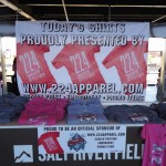 Our booth at the Larry Fitzgerald Annual Celebrity Softball Tournament.  All shirts were created and donated by 224 Apparel.